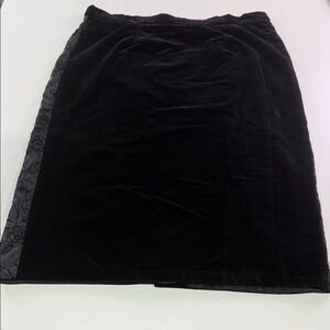 Givenchy Black Velvet Pencil Skirt with Floral Detail Size 44